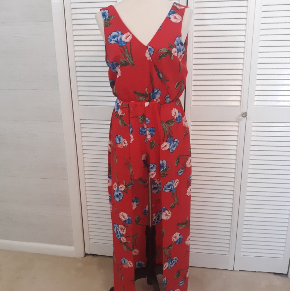 Purple snow floral romper maxi dress LG *I